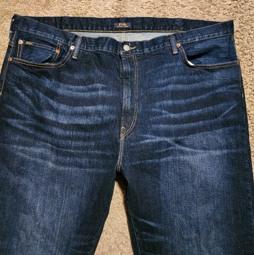 Polo Ralph Lauren Jeans Men's 46x32 Blue Hampton Relaxed Straight Dark Whisker - Picture 5 of 12