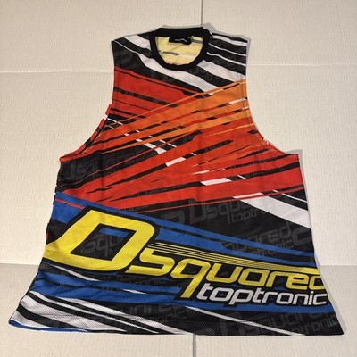 DSQUARED2  Toptronic Graphic Cotton Polyester Sleeveless Tank Top Men s Large 