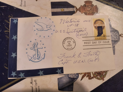 #ad WWII Hellcat Ace Capt. FRANKLIN E. FOLTZ VF 18 USS Intrepid Signed FDC V SCARCE $85.00