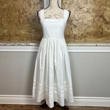 J Crew Apron Dress Womens 6 A Line Poplin Sleeveless White Cottagecore