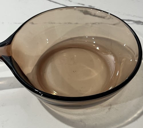 Vintage Vision Corning Sauce Pan Pot w/Pyrex Lid 0.5 L Amber Glass Cookware - Picture 9 of 19