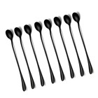 8 PCS black ice tea spoon, Long Handle Ice Cream Spoon, Coffee Spoon, Stainle...
