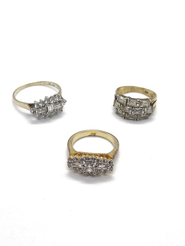 Bundle Of X3 Gold Plated 925 Sterling Silver CZ Rings 12g