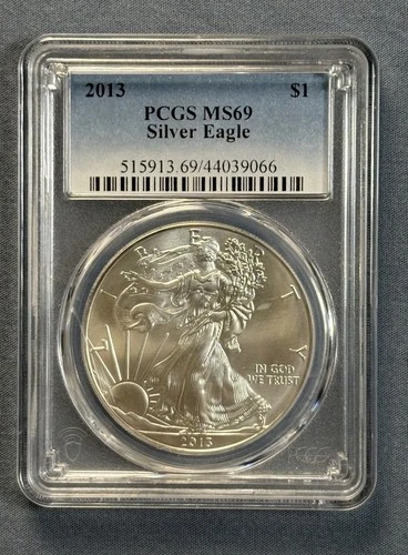 2013 PCGS MS69 American Silver Eagle 1 oz .999 Silver $1 Coin Slab