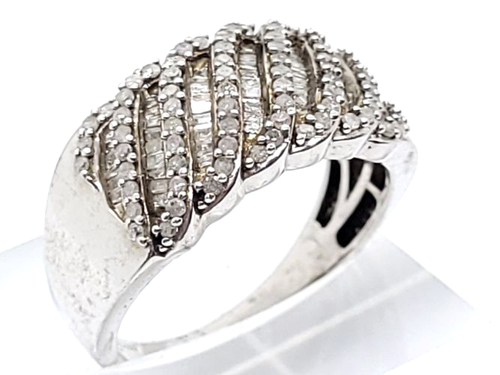 Multi Diamond Band Ring! Sterling! Sz 10 - Picture 2 of 3