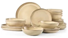  Dinnerware Sets for 8, 24pcs Stoneware Dinner Dish 8 Set (24pcs) Cream Khaki