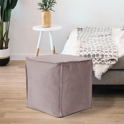 Square Pouf Bella Ash Ottoman-Stylish and Versatile - Picture 5 of 6