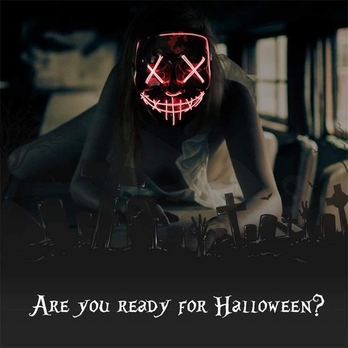 Halloween Clubbing Iluminar Máscara LED Disfraz Rave Juegos con disfraces Fiesta Purga 3 Modos - Imagen 8 de 15
