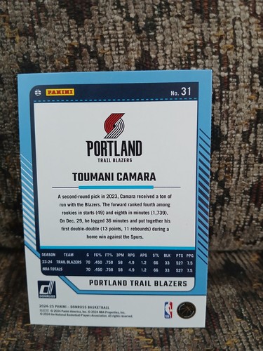2024-25 Panini Donruss Silver Holo Toumani Camara #31 Portland Trail Blazers - Bild 2 von 2