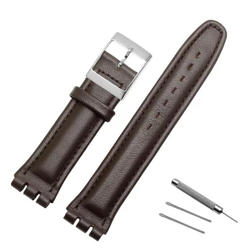 17mm 19mm Leather Strap For Swatch Replacement Watch Bamboo Cowhide Bracelet - Picture 13 of 23