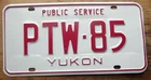 2000 YUKON PUBLIC SERVICE LICENSE PLATE PTW-85 UN-USED