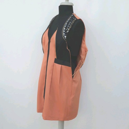 Miss Selfridge Black & Orange Lined Shift Dress Size 16 BNWT - Picture 4 of 7