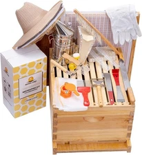 8 Frame Beehive Starter Kit Beeswax-Coated Deep Box Frames Beekeeping Tools Kit