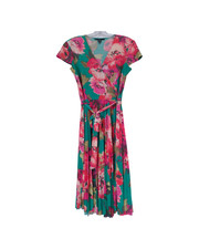 Green Floral Wrap Dress | Pleated Skirt | Women’s Size 6 Tea Party Spring Dres