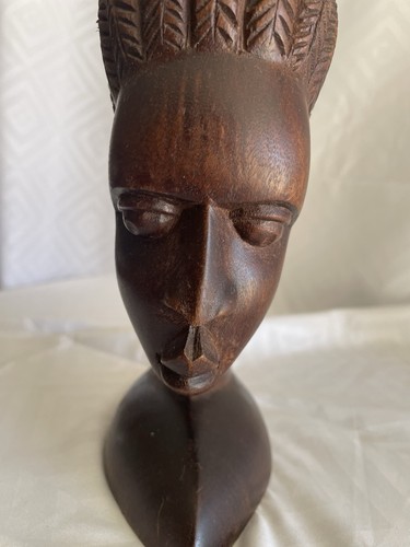 Peter Zawe Hand Carved Mid Century Wood Carved African Woman/Bust Signed - Picture 2 of 11