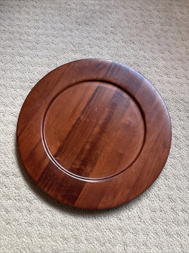 Pottery Barn Wood Charger Plates Set Of 7 Large Dark Brown 14” Rustic Chic - Picture 19 of 20