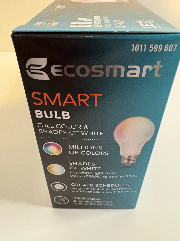 EcoSmart 60-Watt Equivalent Smart A19 Color Changing LED Light Bulb (4 Pack) - Image 3 of 4