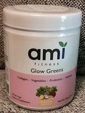 Glow Greens Powder, Collagen with Probiotics, Vitamins, Digestive Enzymes, Super
