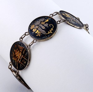 1930s-Handcrafted-Vintage-Japanese-Sterling-and-Mix-Metal-Art-Work-Bracelet-7-034-L