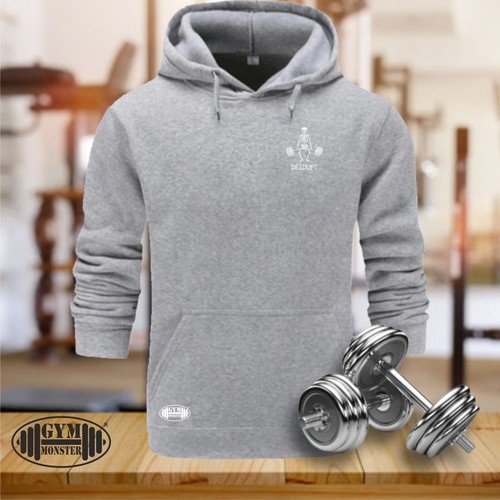 Deadlift Skeleton Hoodie Pocket Gym Clothing Bodybuilding Training Workout Top - Picture 5 of 6