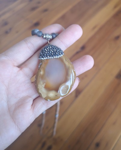 Unique Natural Agate Gemstone Pendant Necklace Heeling Stone Nice Gift Choice - Picture 3 of 6