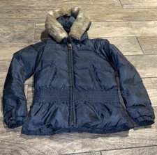 JUICY COUTURE Blue Puffer Down Fill Hooded Coat Sz 8 Youth Girls