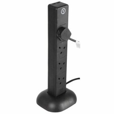 Indoor 8-gang Power Tower Surge-protected Socket 2 x USB Charge Ports 2.4A 1m