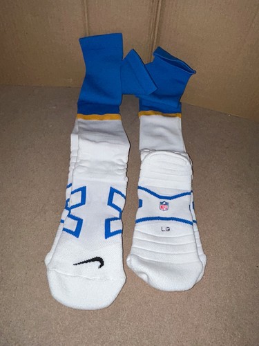 NFL NIKE KNEE HIGH PADDED FOOTBALL SOCKS LOS ANGELES CHARGERS 2 PAIRS BLUE/WHITE - Picture 1 of 3