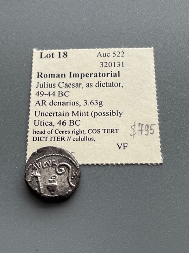 Julius Caesar AR Denarius Silver Venus Coin 48 BC bought from Stephen Album - Picture 4 of 6