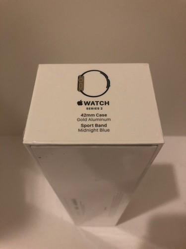 NEW SEALED Apple Watch Series 2 42mm Gold Aluminum Case Midnight Blue Sport Band - Picture 5 of 5