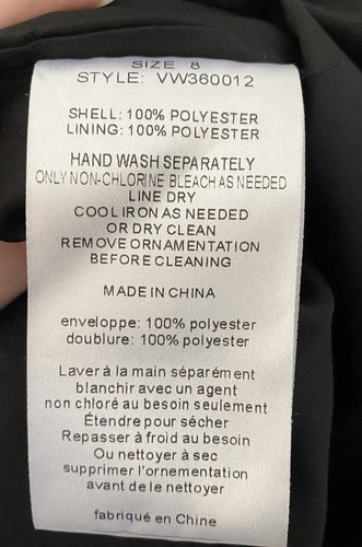 White By Vera Wang BLACK One Shoulder Organza Cocktail Dress Party Wedding Sz 8 - Picture 5 of 5