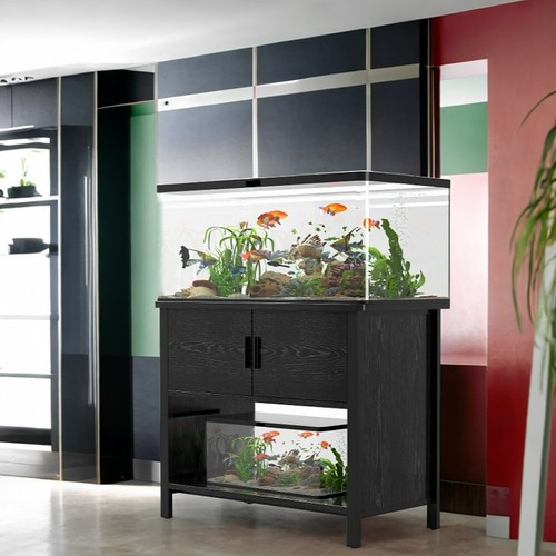 40-50 Gal Aquarium Stand Wood Fish Tank Stand Turtle with Cabinet Metal Frame - Picture 2 of 7