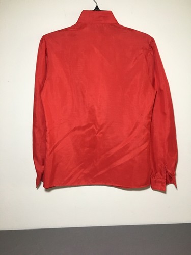 Vintage rote geknöpfte Silkhana von Lady Manhattan Bluse Größe 8 RN 44738! - Bild 2 von 12