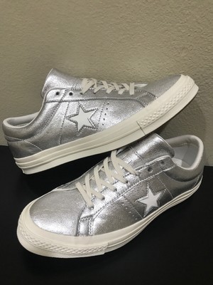 Converse One Star Ox Leather Metallic Silver White 161590C men's 10 women's 12 | eBay Converse One Star Ox Leather Metallic Silver White 161590C men's 10 women's 12 | eBay