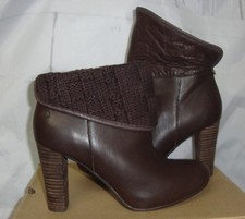 UGG Australia Dandylion Tres Brown Leather Knit Ankle Boots Size 6 NIB #1008755
