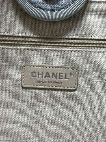 22S CHANEL Deauville Small Grey Blue mixed Fibers Tote Bag Wallet Pouch - Picture 11 of 15