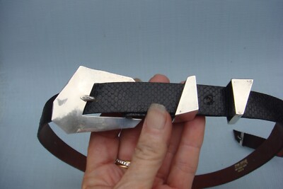Tom Taylor Exotic Black Leather Belt + Sterling Silver Buckle Set Tom Taylor Company (@tomtaylorbuckles) · Santa Fe, NM main image 4