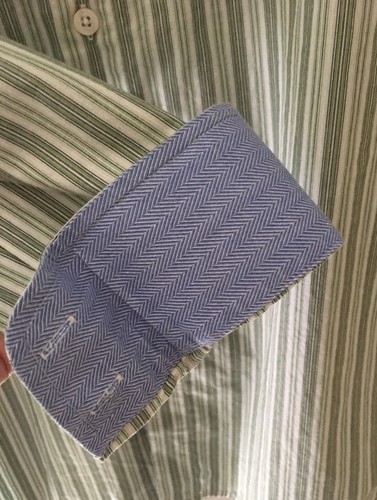 METRO EXCHANGE MENS STRIPED WITH POCKET & BLUE COLLAR CUFF SHIRT XL Button Up - Picture 5 of 7
