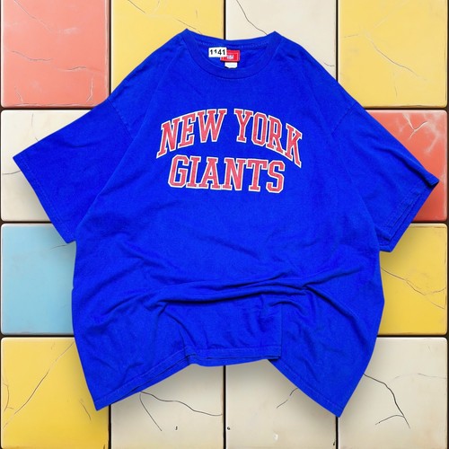 VTG Y2K New York Giants NFL T-Shirt Mens XXL Blue Football Graphic Tee Spellout