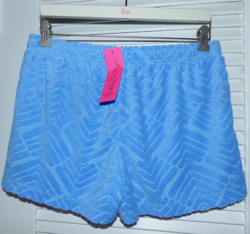 LILLY PULITZER Peppi Terry Knit Shorts ZIG ZAG Boca Blue Size LARGE NWT - Picture 3 of 3