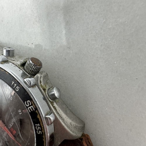 Timex Chronograph Water Resistant Watch Brown Leather Band, New Battery - Picture 7 of 17