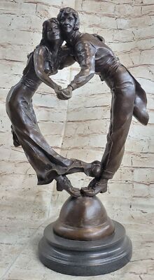 Unterzeichnet Französisch Mit Tanzend Paar Messingskulptur Figur Marmor Basis
