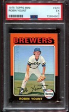 PSA 5 EX 1975 TOPPS MINI ROBIN YOUNT #223 BREWERS ROOKIE RC HOF 54902 SD267