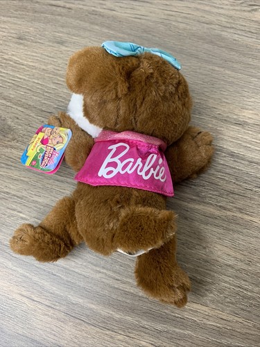 Barbie Great Puppy Adventure Puppy Plush Stuffed Animal Brown Pink Jacket New - Picture 7 of 12