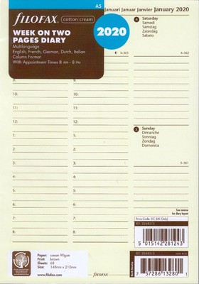 filofax Kalendereinlage 2020 in A5 Jahresplaner Professional Leporello 20-68554