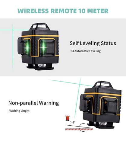 16 Linien 4D Grün Laser Wasserwaage Selbstnivellierend 4x360 Horizontal & Vertikal Kreuzlinie - Bild 13 von 14