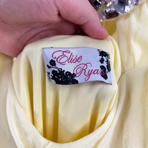 ELISE RYAN Womens Pastel Yellow Crystal Beads Bodycon Dress - Picture 6 of 13