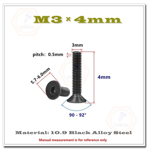 Viti a testa piatta svasata con attacco esagonale in acciaio legato classe 10,9 M3 nere DIN7991 - Foto 3 di 41