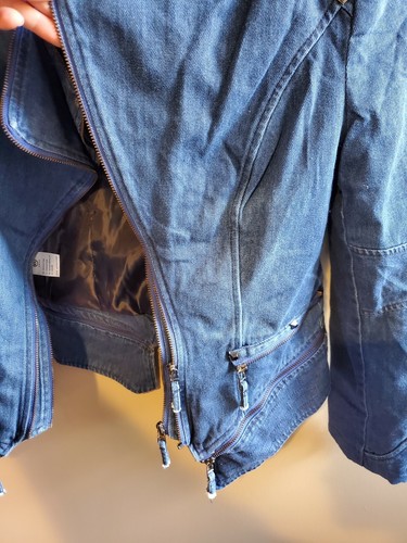 SX Medium Wash Studded Moto Jean Jacket, Size XXL (Fits Like A Medium)  - Picture 4 of 8