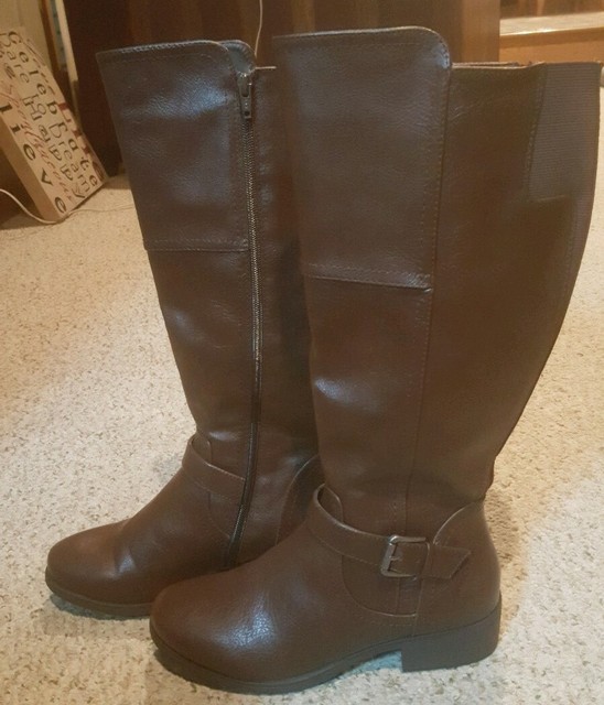 KOHL'S Women’s Knee High Slip On Zip Up Brown Boot Size 9M eBay